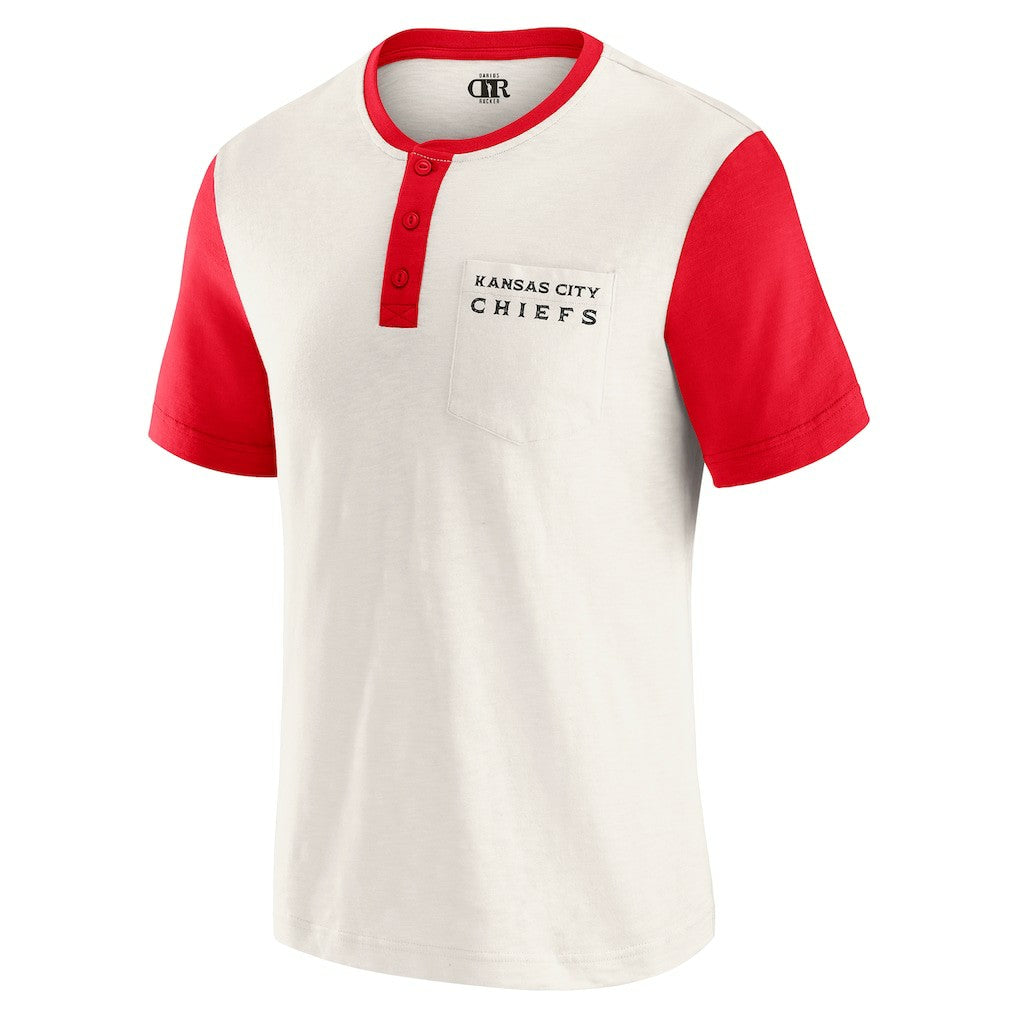 Kansas City Chiefs Darius Rucker Collection Henley Colorblock Slub Pocket T-Shirt - Cream T-shirts