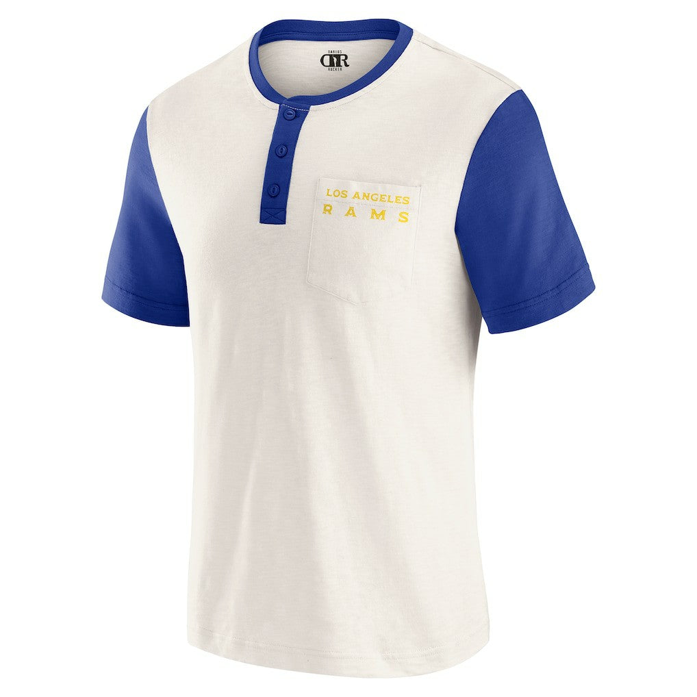 Los Angeles Rams Darius Rucker Collection Henley Colorblock Slub Pocket T-Shirt - Cream T-shirts