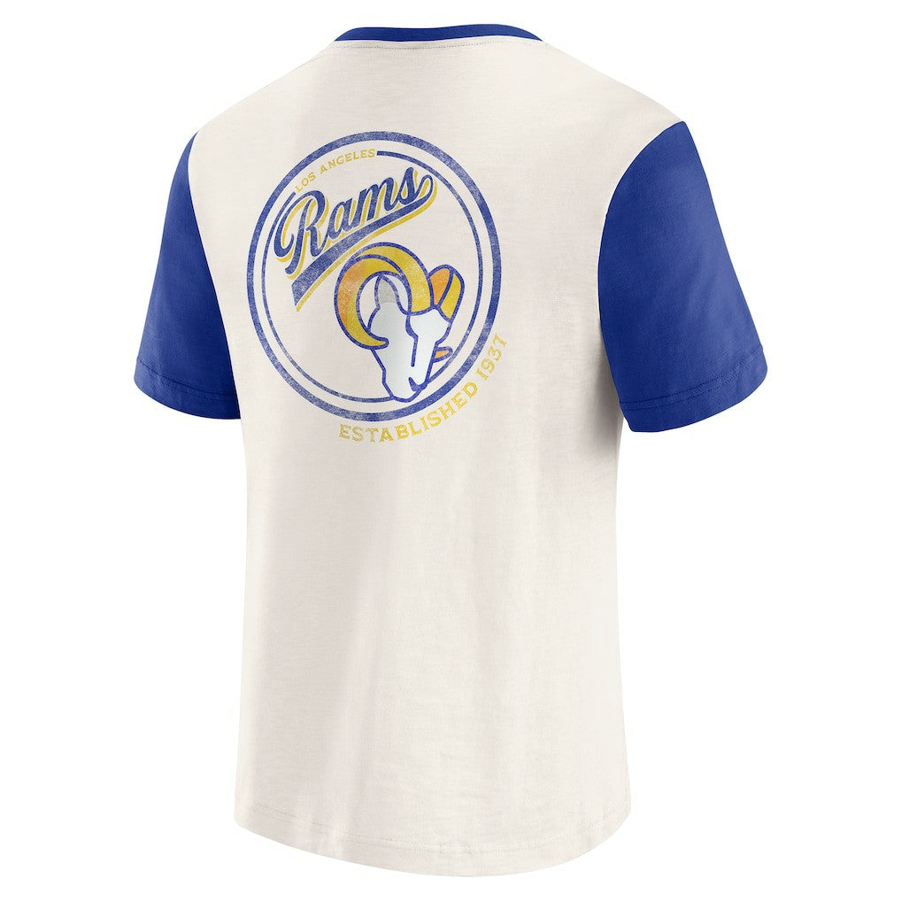 Los Angeles Rams Darius Rucker Collection Henley Colorblock Slub Pocket T-Shirt - Cream T-shirts