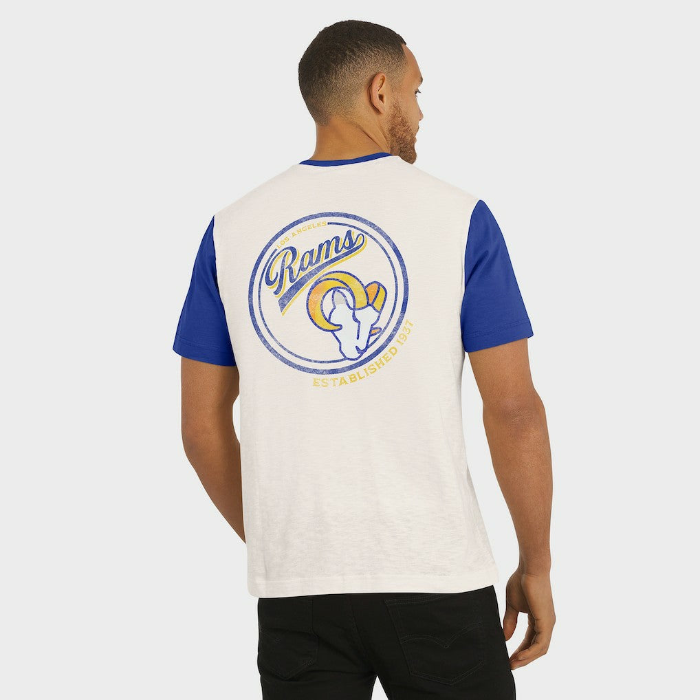 Los Angeles Rams Darius Rucker Collection Henley Colorblock Slub Pocket T-Shirt - Cream T-shirts