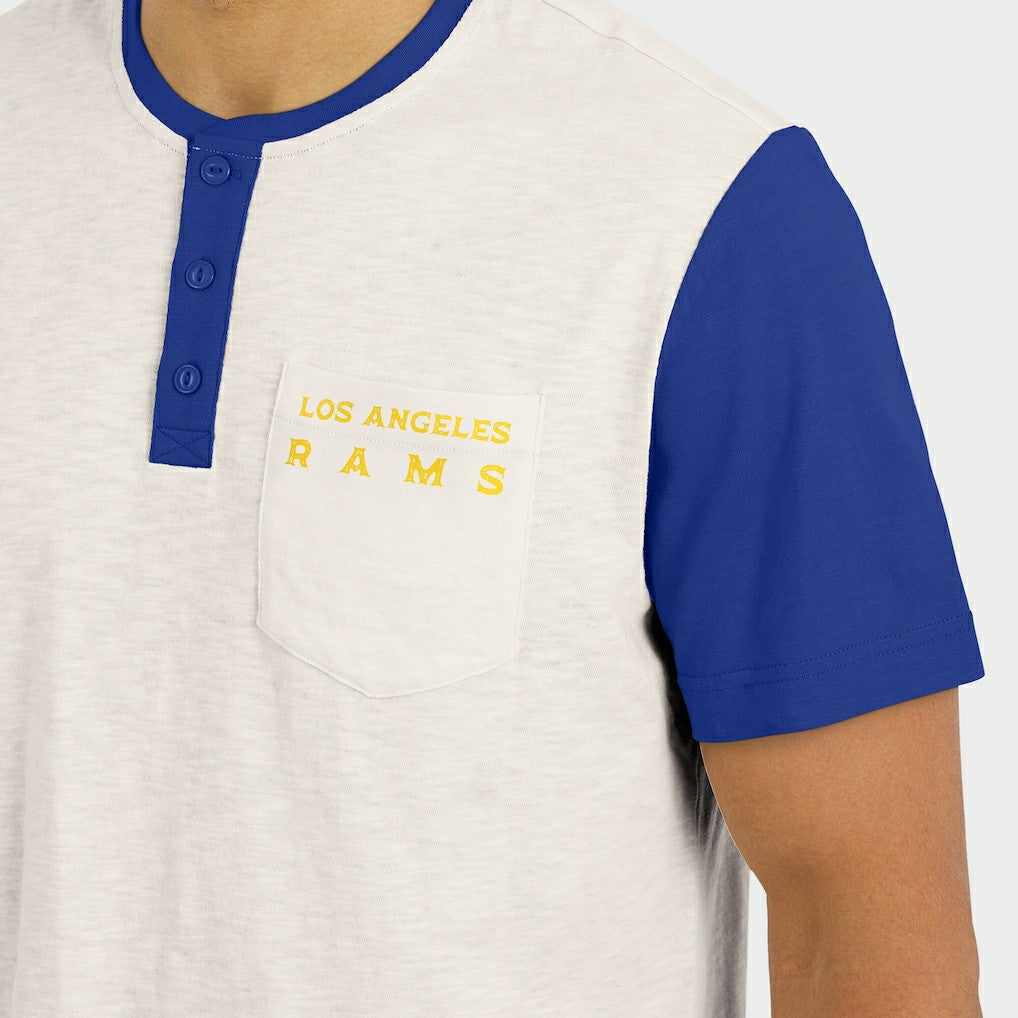 Los Angeles Rams Darius Rucker Collection Henley Colorblock Slub Pocket T-Shirt - Cream T-shirts