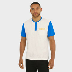 Los Angeles Chargers Darius Rucker Collection Henley Colorblock Slub Pocket T-Shirt - Cream T-shirts