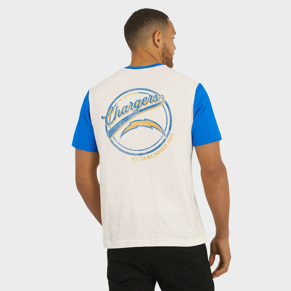 Los Angeles Chargers Darius Rucker Collection Henley Colorblock Slub Pocket T-Shirt - Cream T-shirts