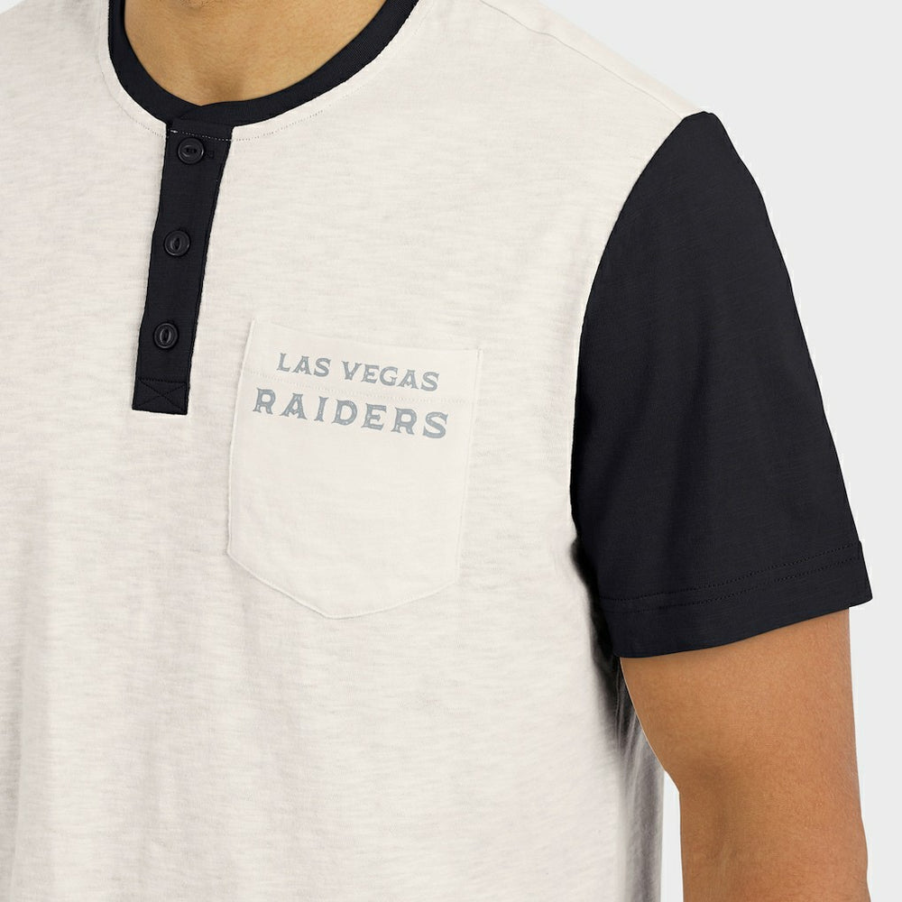 Las Vegas Raiders Darius Rucker Collection Henley Colorblock Slub Pocket T-Shirt - Cream T-shirts