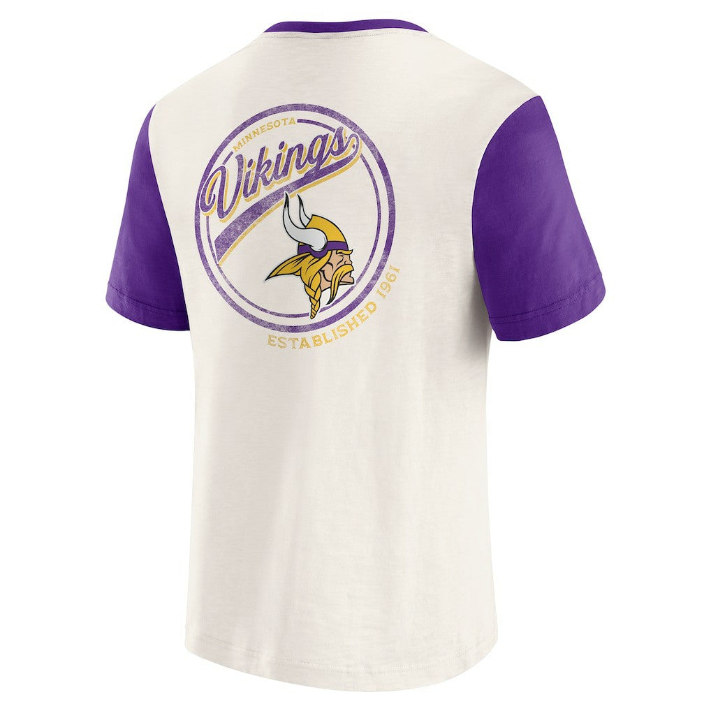 Minnesota Vikings Darius Rucker Collection Henley Colorblock Slub Pocket T-Shirt - Cream T-shirts