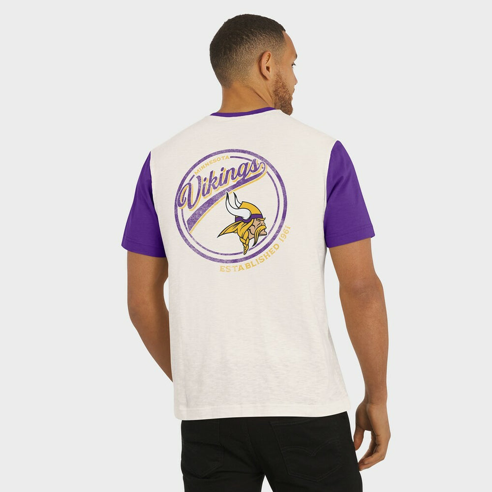 Minnesota Vikings Darius Rucker Collection Henley Colorblock Slub Pocket T-Shirt - Cream T-shirts