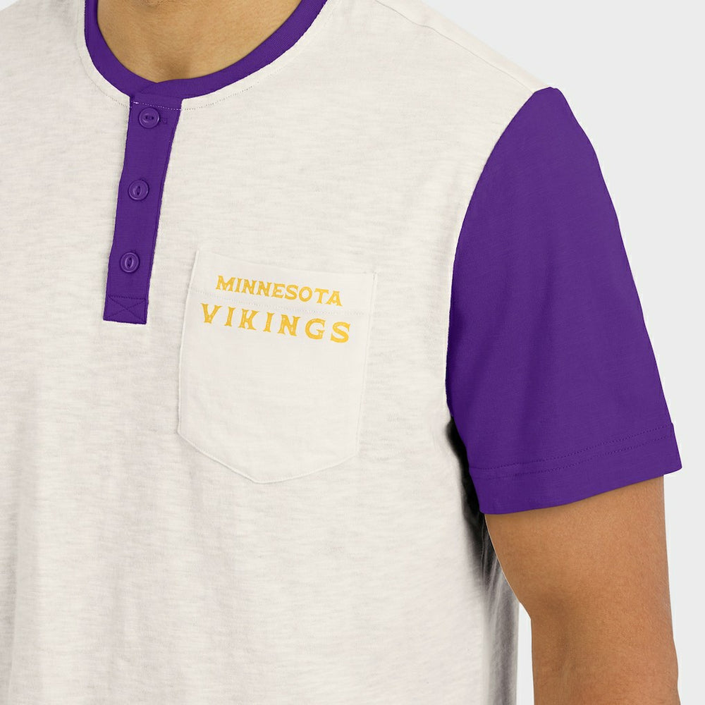 Minnesota Vikings Darius Rucker Collection Henley Colorblock Slub Pocket T-Shirt - Cream T-shirts