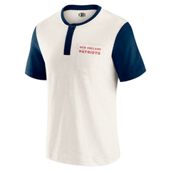 New England Patriots Darius Rucker Collection Henley Colorblock Slub Pocket T-Shirt - Cream T-shirts
