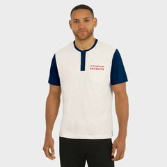 New England Patriots Darius Rucker Collection Henley Colorblock Slub Pocket T-Shirt - Cream T-shirts