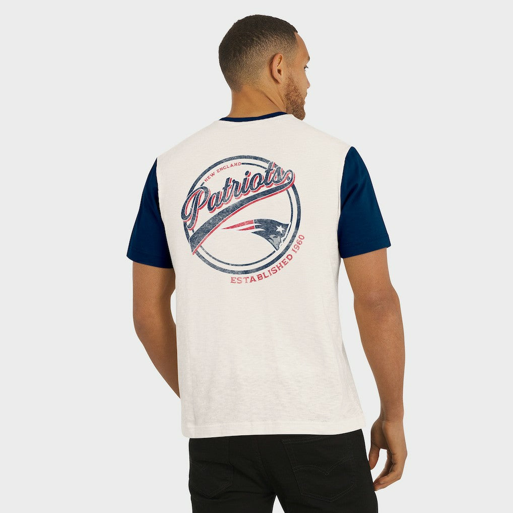 New England Patriots Darius Rucker Collection Henley Colorblock Slub Pocket T-Shirt - Cream T-shirts