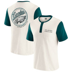 Philadelphia Eagles Darius Rucker Collection Henley Colorblock Slub Pocket T-Shirt - Cream T-shirts