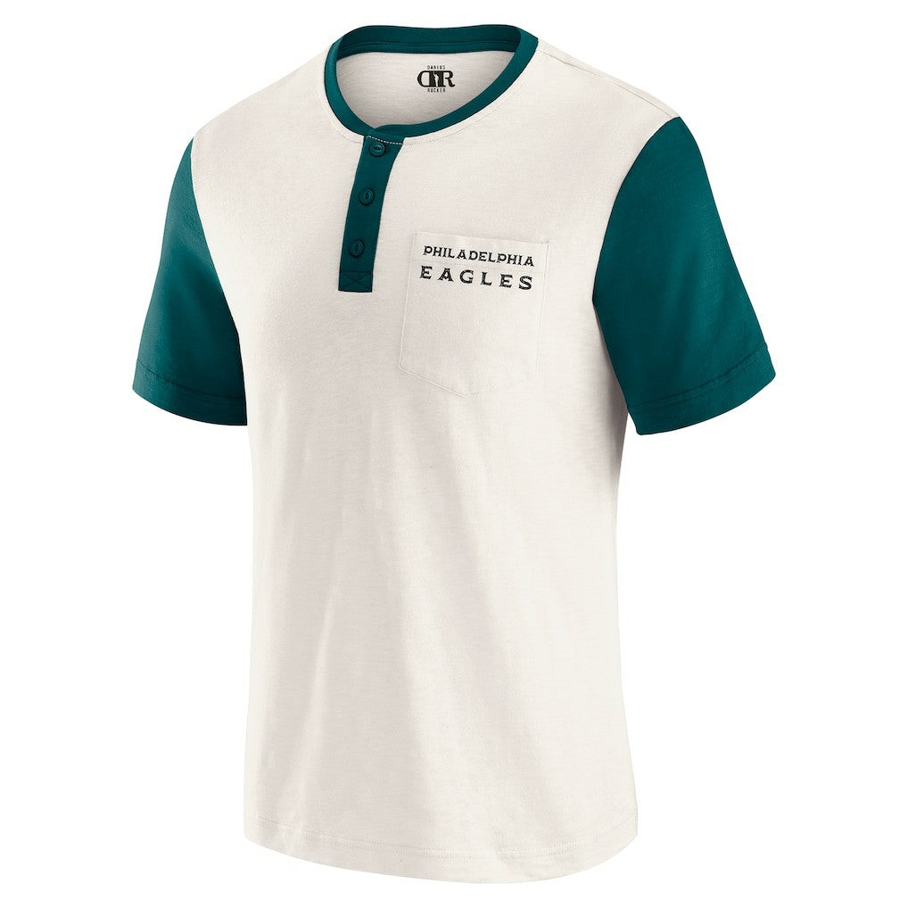 Philadelphia Eagles Darius Rucker Collection Henley Colorblock Slub Pocket T-Shirt - Cream T-shirts