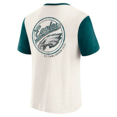 Philadelphia Eagles Darius Rucker Collection Henley Colorblock Slub Pocket T-Shirt - Cream T-shirts