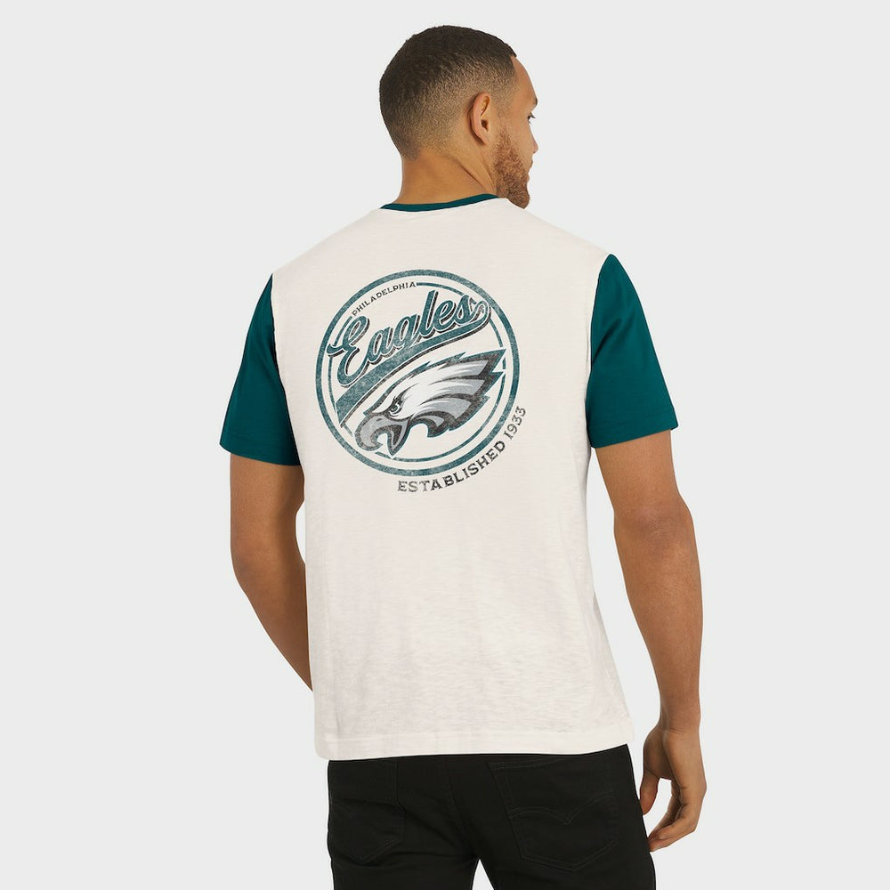 Philadelphia Eagles Darius Rucker Collection Henley Colorblock Slub Pocket T-Shirt - Cream T-shirts