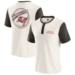 Tampa Bay Buccaneers Darius Rucker Collection Henley Colorblock Slub Pocket T-Shirt - Cream T-shirts