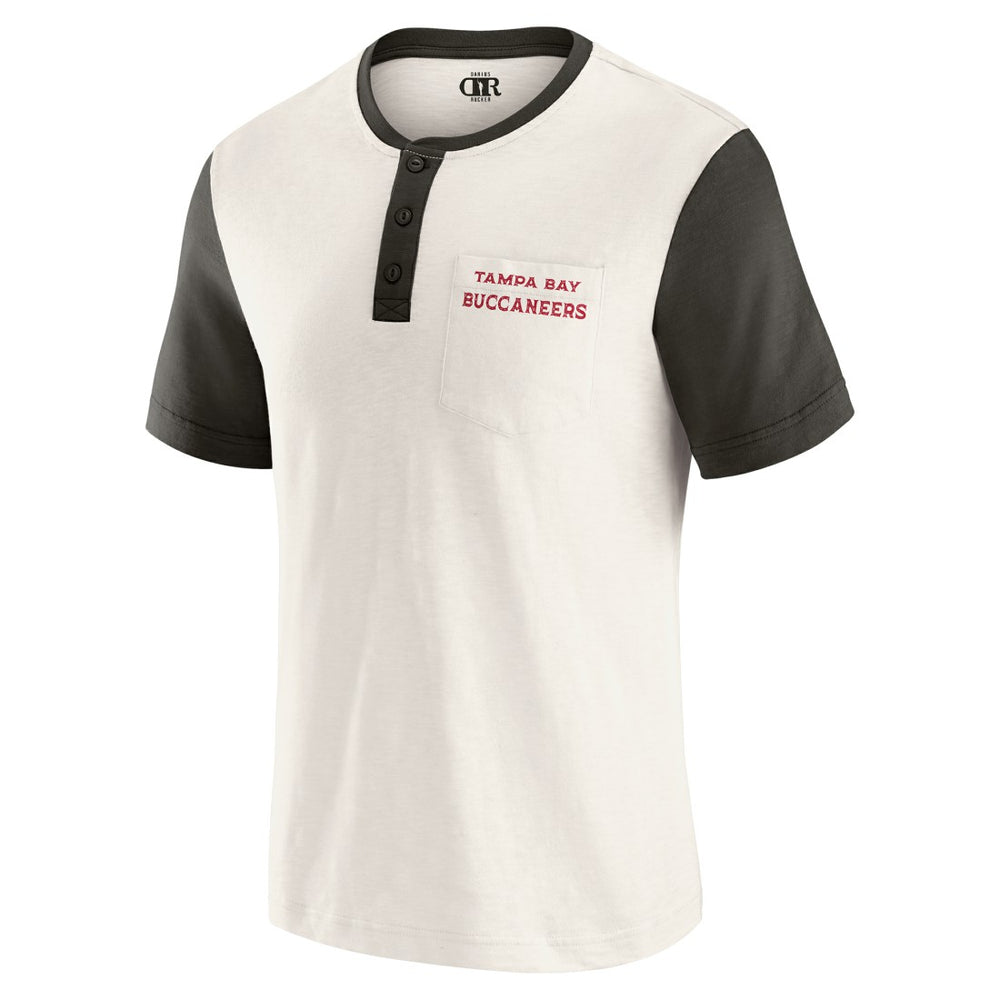 Tampa Bay Buccaneers Darius Rucker Collection Henley Colorblock Slub Pocket T-Shirt - Cream T-shirts