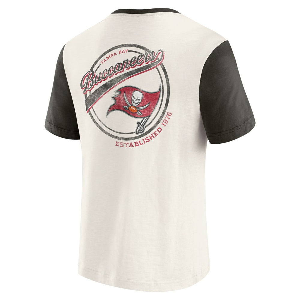 Tampa Bay Buccaneers Darius Rucker Collection Henley Colorblock Slub Pocket T-Shirt - Cream T-shirts