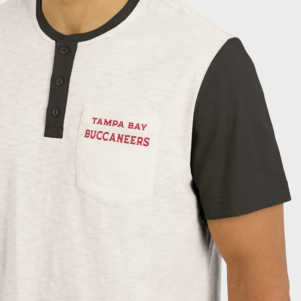 Tampa Bay Buccaneers Darius Rucker Collection Henley Colorblock Slub Pocket T-Shirt - Cream T-shirts