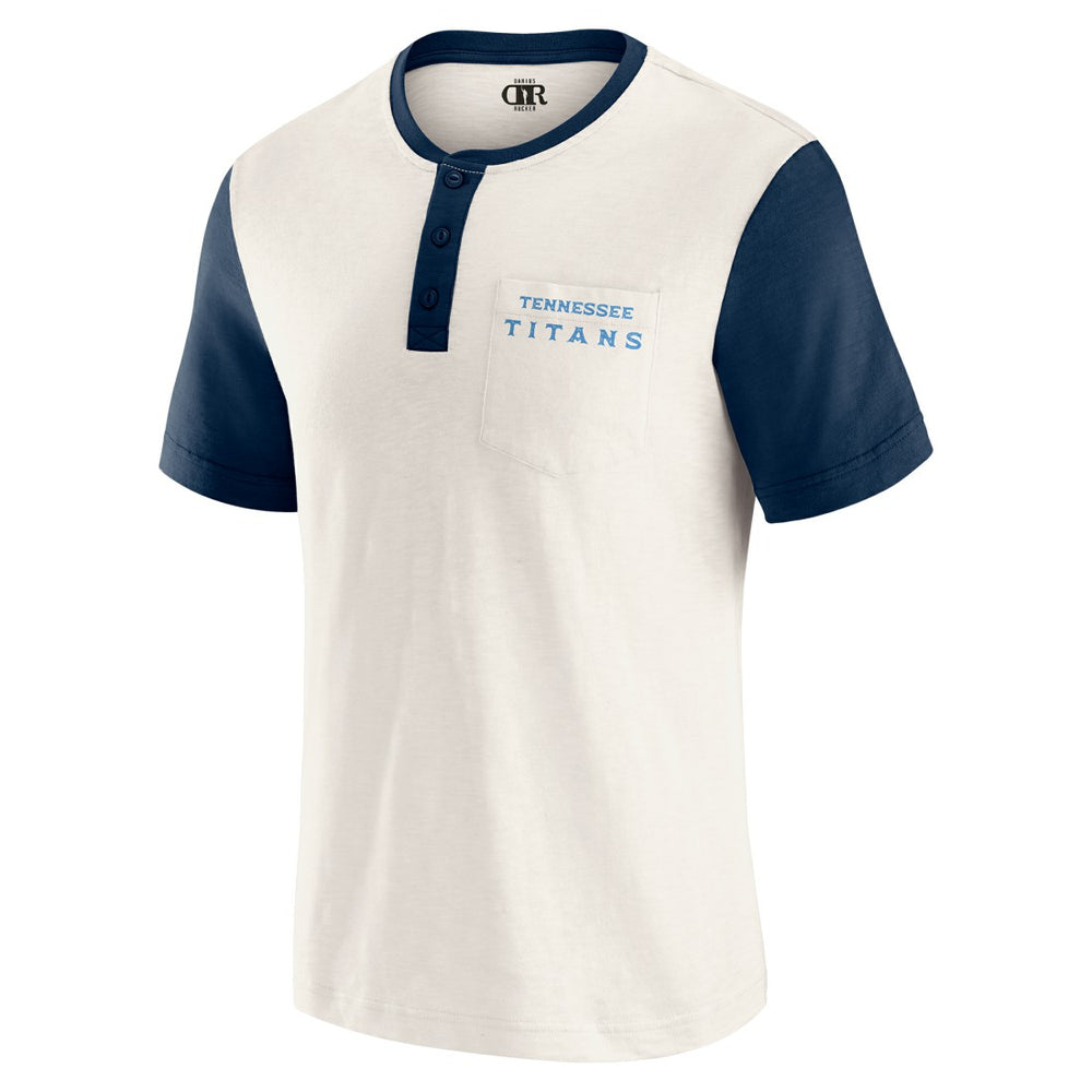 Tennessee Titans Darius Rucker Collection Henley Colorblock Slub Pocket T-Shirt - Cream T-shirts