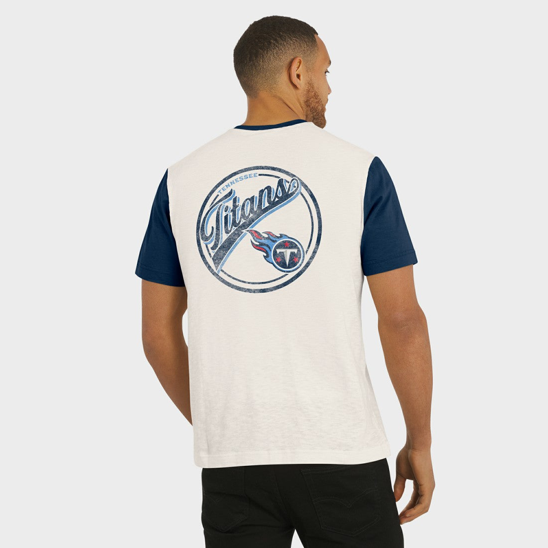 Tennessee Titans Darius Rucker Collection Henley Colorblock Slub Pocket T-Shirt - Cream T-shirts