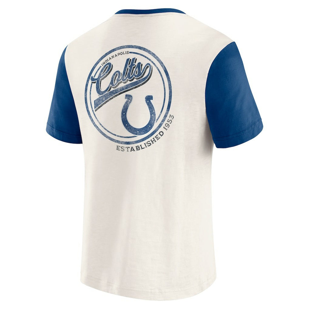 Indianapolis Colts Darius Rucker Collection Henley Colorblock Slub Pocket T-Shirt - Cream T-shirts