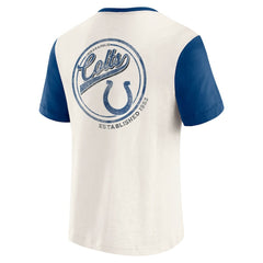 Indianapolis Colts Darius Rucker Collection Henley Colorblock Slub Pocket T-Shirt - Cream T-shirts