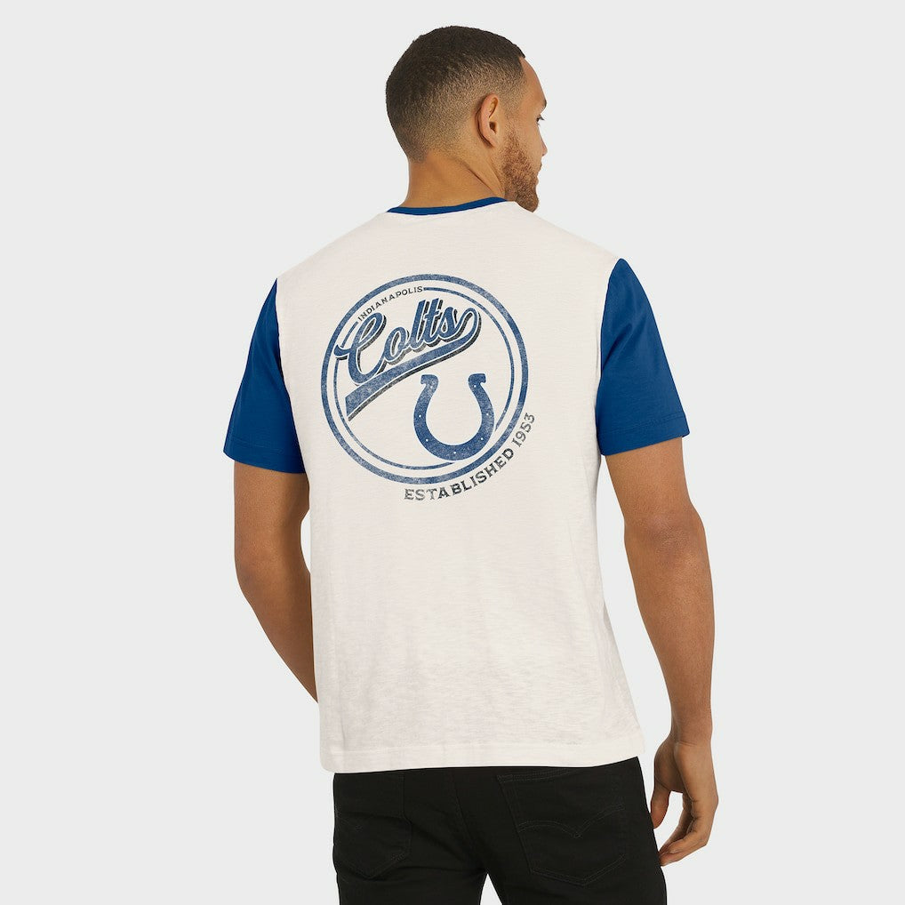 Indianapolis Colts Darius Rucker Collection Henley Colorblock Slub Pocket T-Shirt - Cream T-shirts
