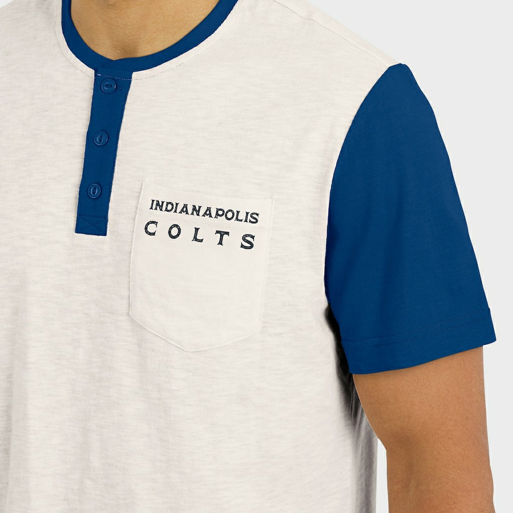 Indianapolis Colts Darius Rucker Collection Henley Colorblock Slub Pocket T-Shirt - Cream T-shirts