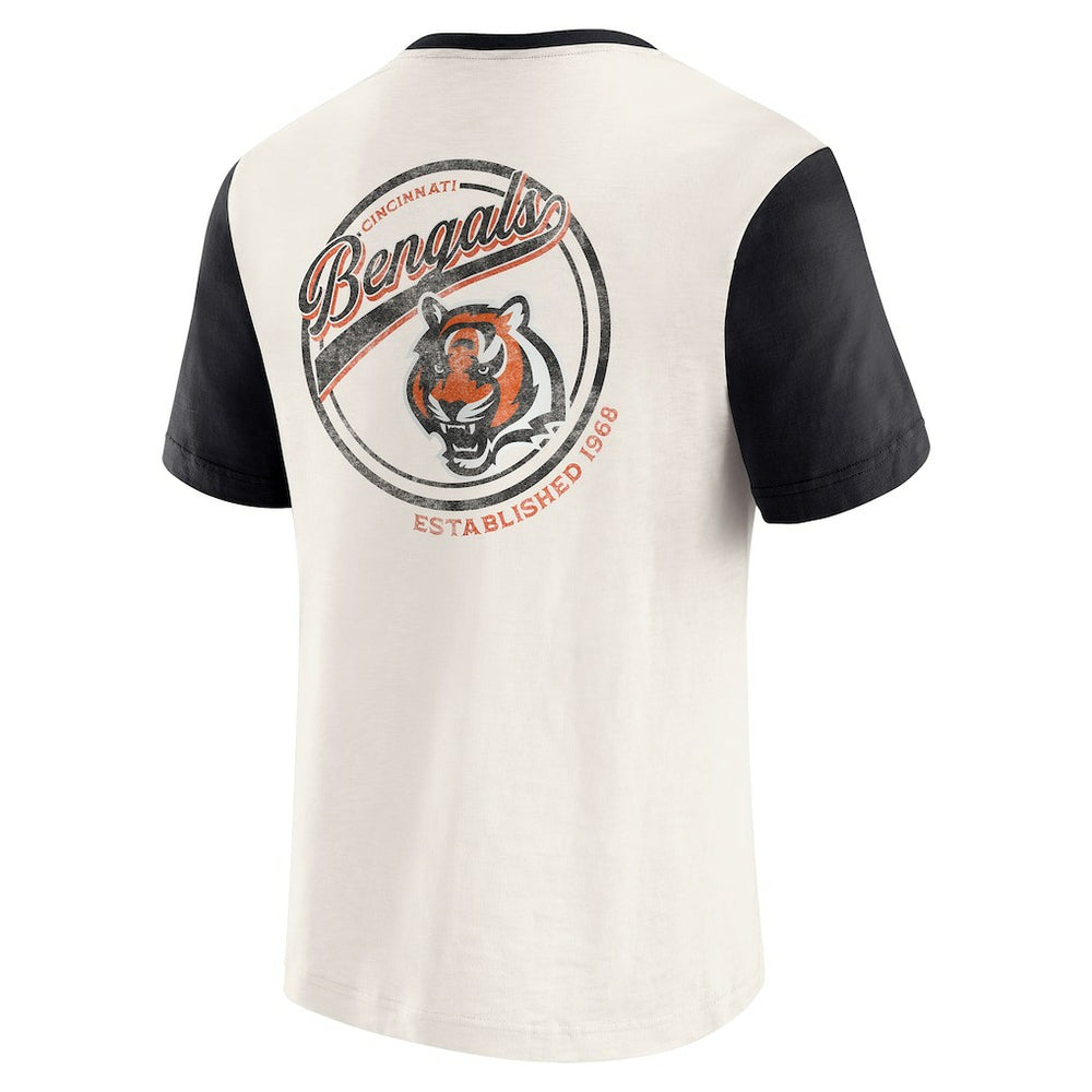 Cincinnati Bengals Darius Rucker Collection Henley Colorblock Slub Pocket T-Shirt - Cream T-shirts