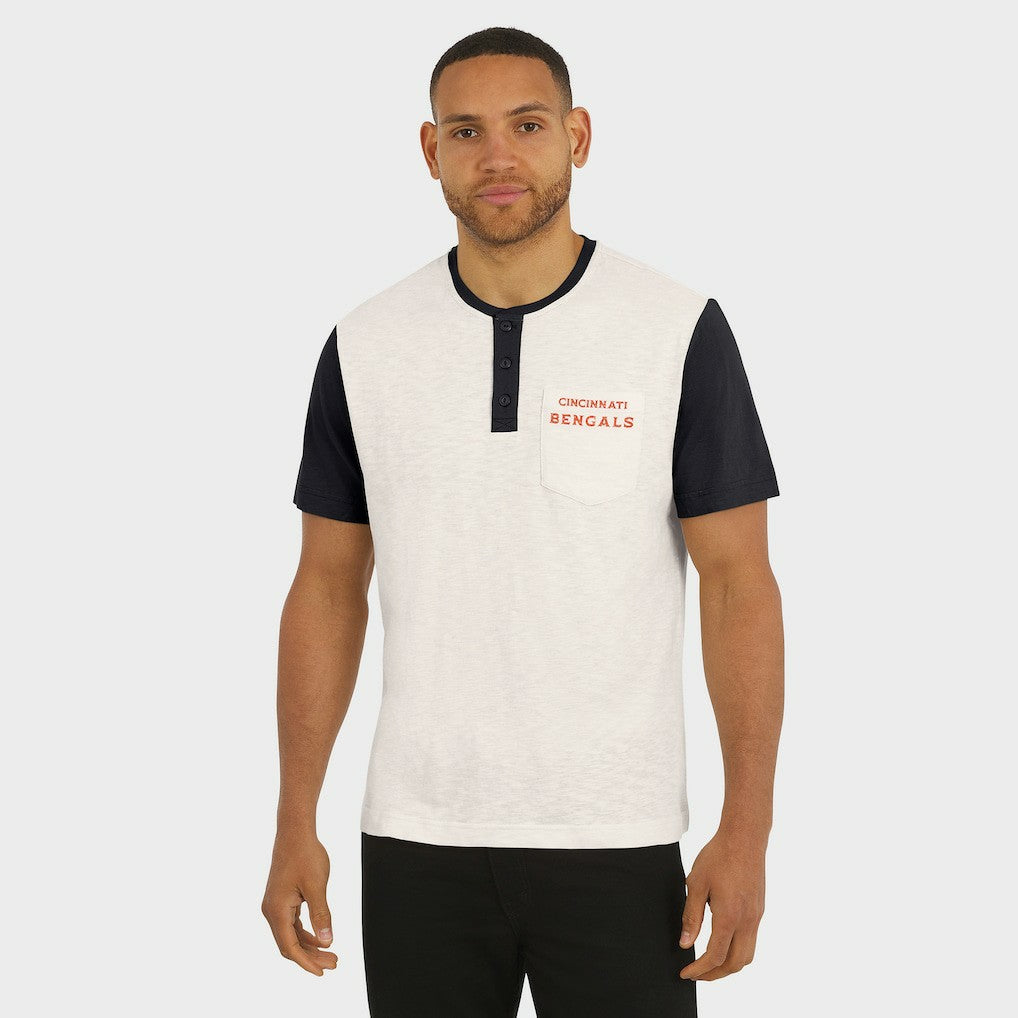 Cincinnati Bengals Darius Rucker Collection Henley Colorblock Slub Pocket T-Shirt - Cream T-shirts