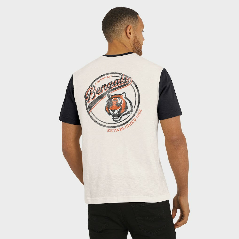 Cincinnati Bengals Darius Rucker Collection Henley Colorblock Slub Pocket T-Shirt - Cream T-shirts