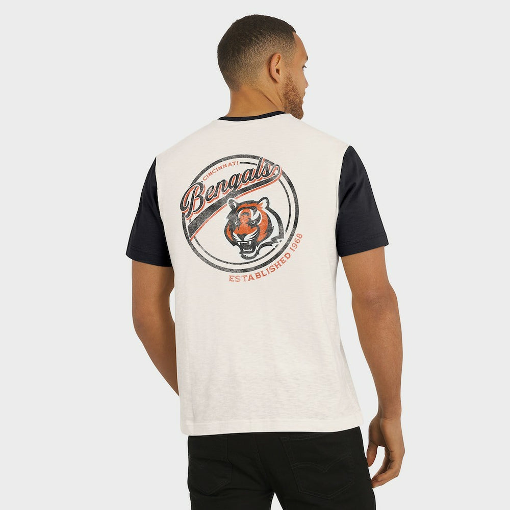 Cincinnati Bengals Darius Rucker Collection Henley Colorblock Slub Pocket T-Shirt - Cream T-shirts