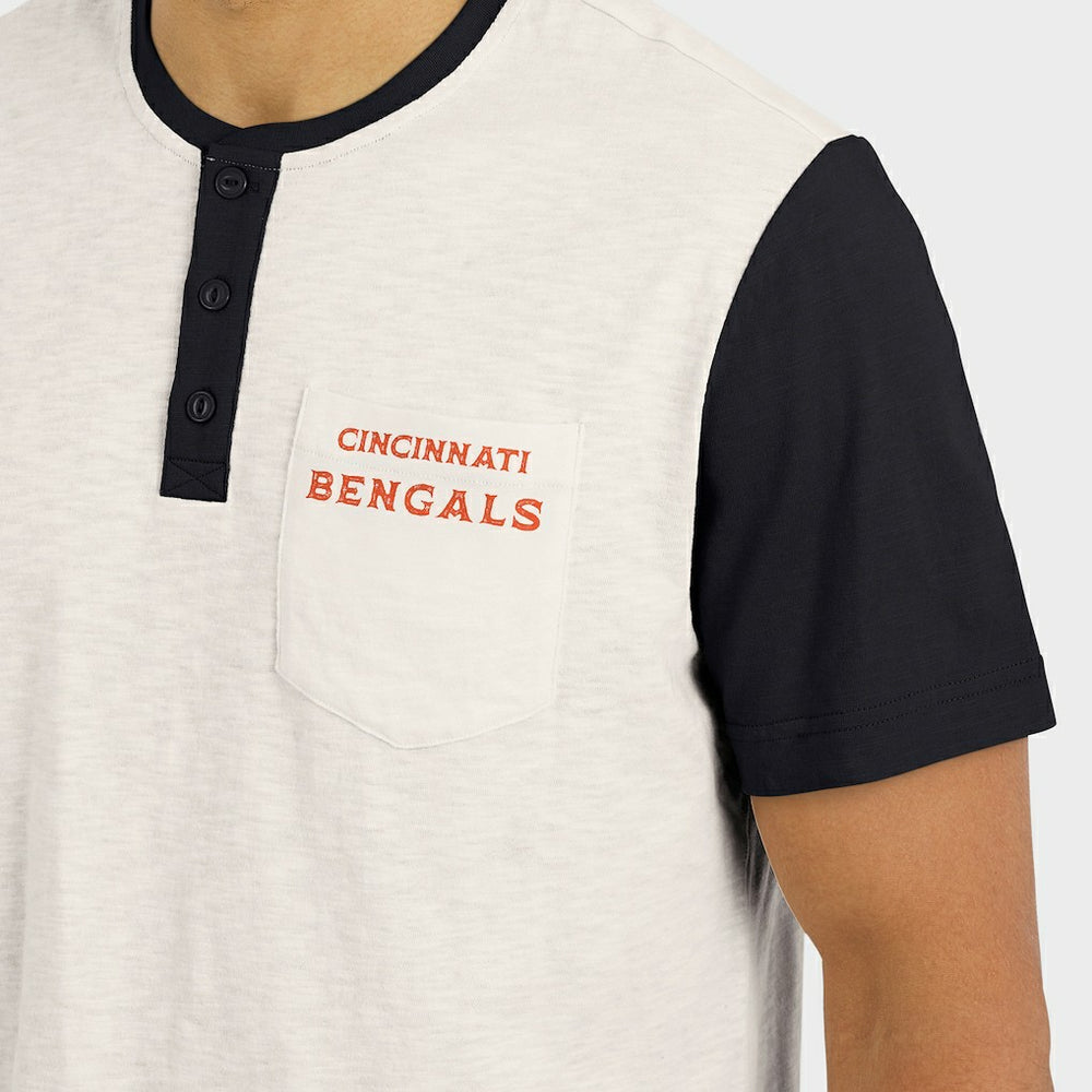 Cincinnati Bengals Darius Rucker Collection Henley Colorblock Slub Pocket T-Shirt - Cream T-shirts