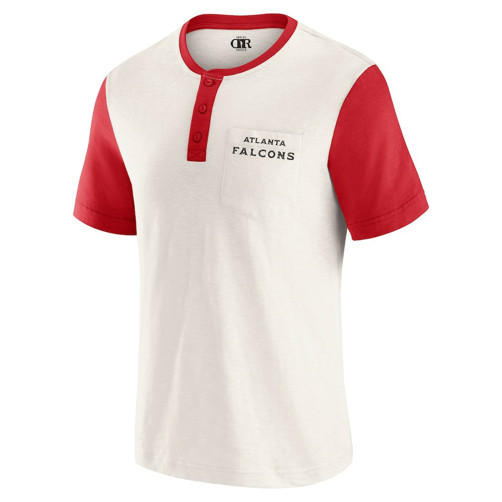 Atlanta Falcons Darius Rucker Collection Henley Colorblock Slub Pocket T-Shirt - Cream T-shirts