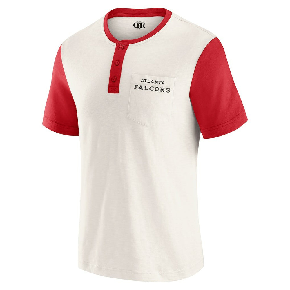 Atlanta Falcons Darius Rucker Collection Henley Colorblock Slub Pocket T-Shirt - Cream T-shirts