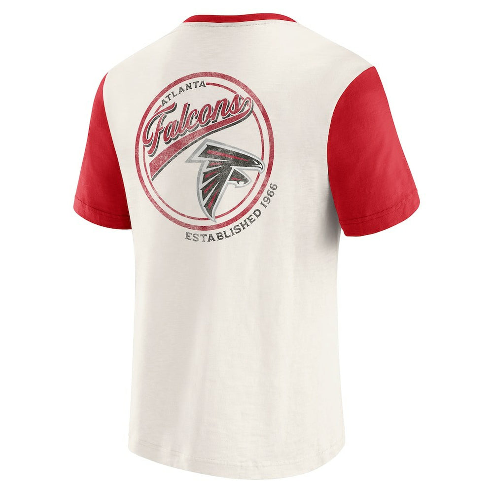 Atlanta Falcons Darius Rucker Collection Henley Colorblock Slub Pocket T-Shirt - Cream T-shirts