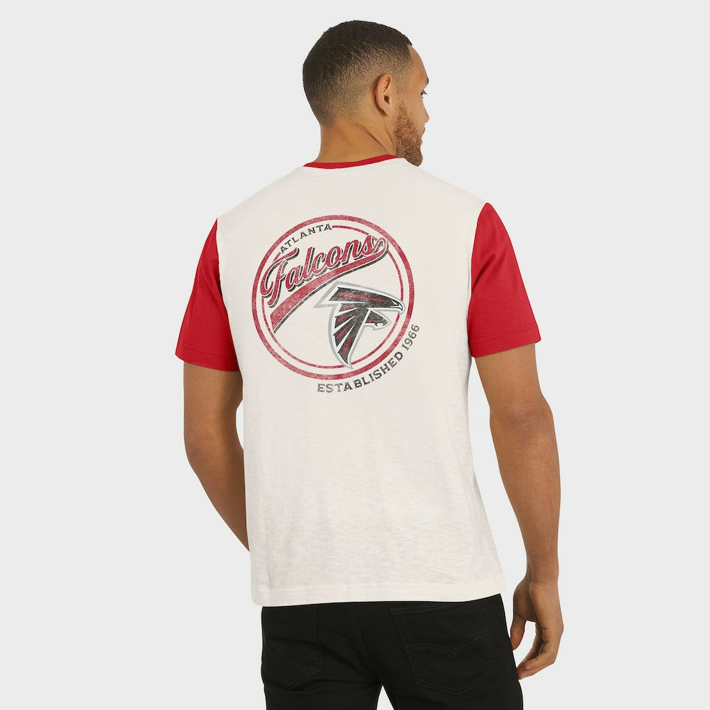 Atlanta Falcons Darius Rucker Collection Henley Colorblock Slub Pocket T-Shirt - Cream T-shirts
