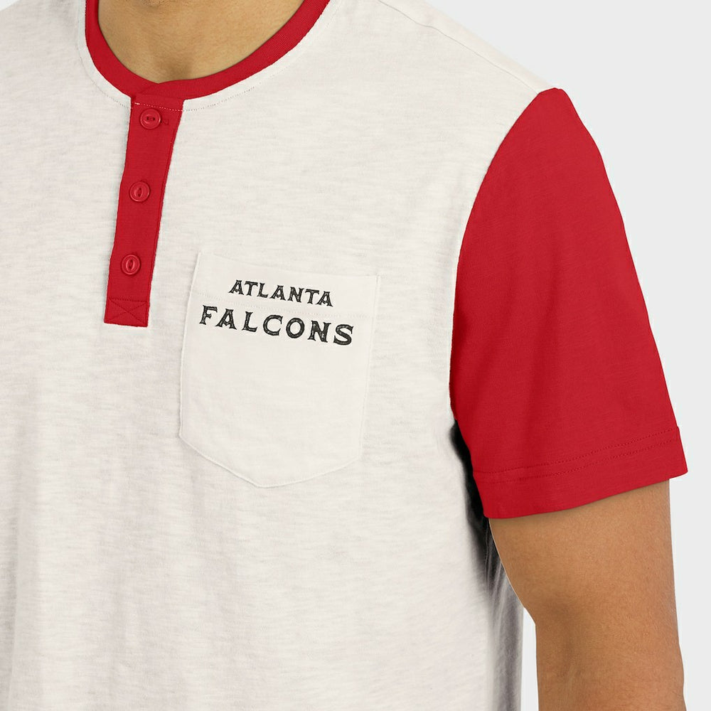 Atlanta Falcons Darius Rucker Collection Henley Colorblock Slub Pocket T-Shirt - Cream T-shirts