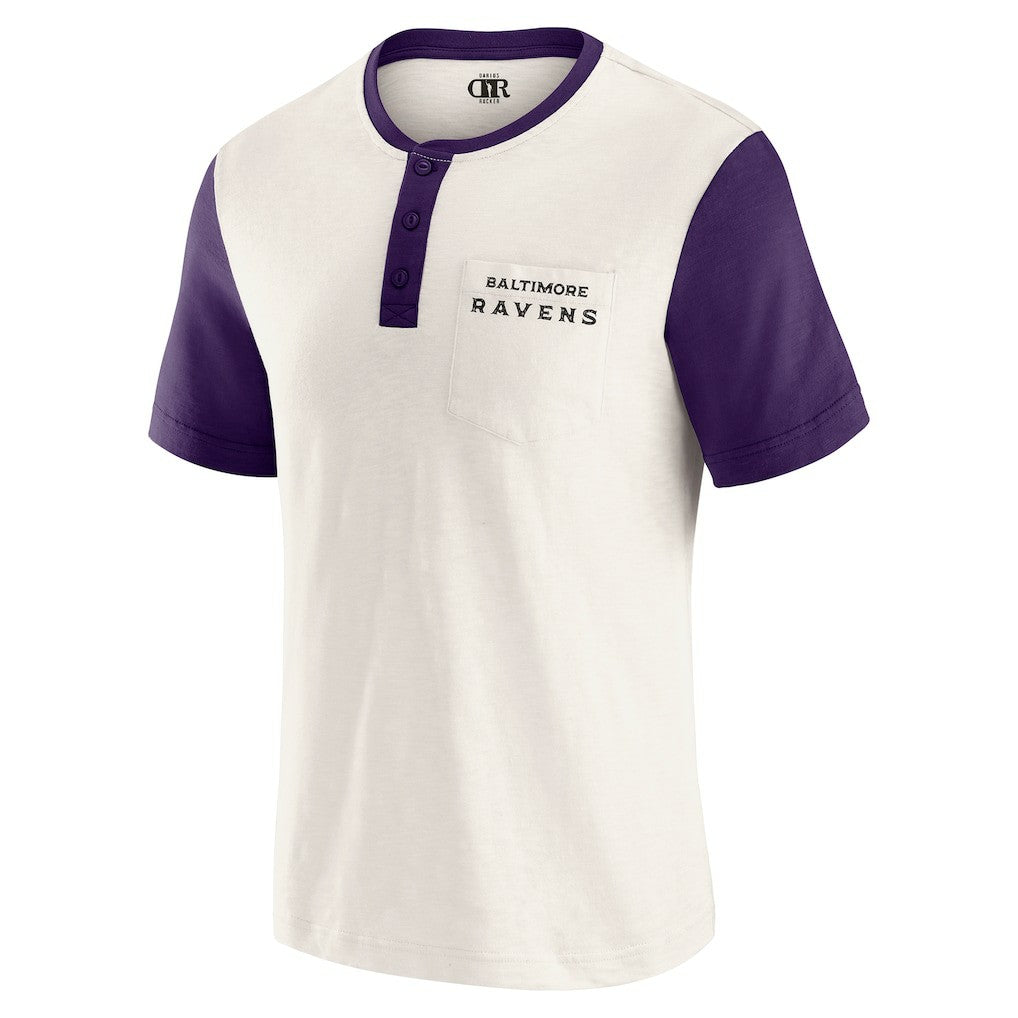 Baltimore Ravens Darius Rucker Collection Henley Colorblock Slub Pocket T-Shirt - Cream T-shirts