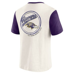 Baltimore Ravens Darius Rucker Collection Henley Colorblock Slub Pocket T-Shirt - Cream T-shirts