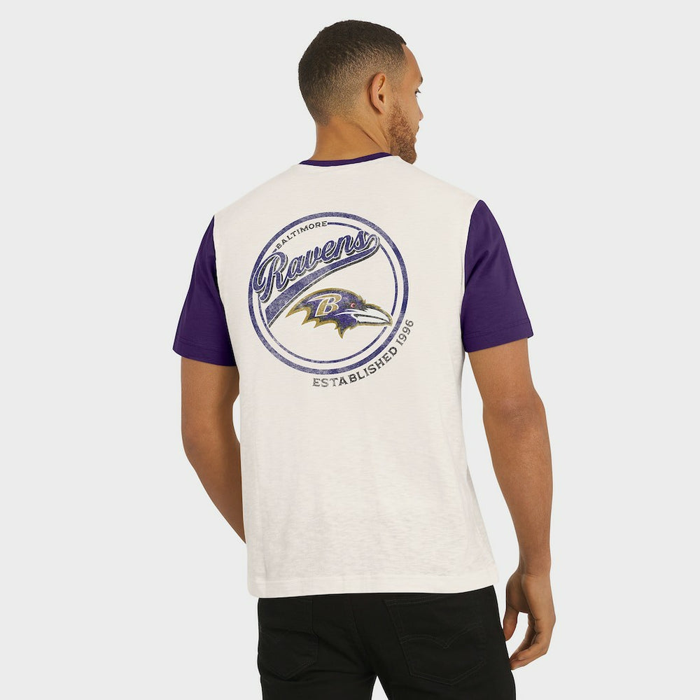Baltimore Ravens Darius Rucker Collection Henley Colorblock Slub Pocket T-Shirt - Cream T-shirts