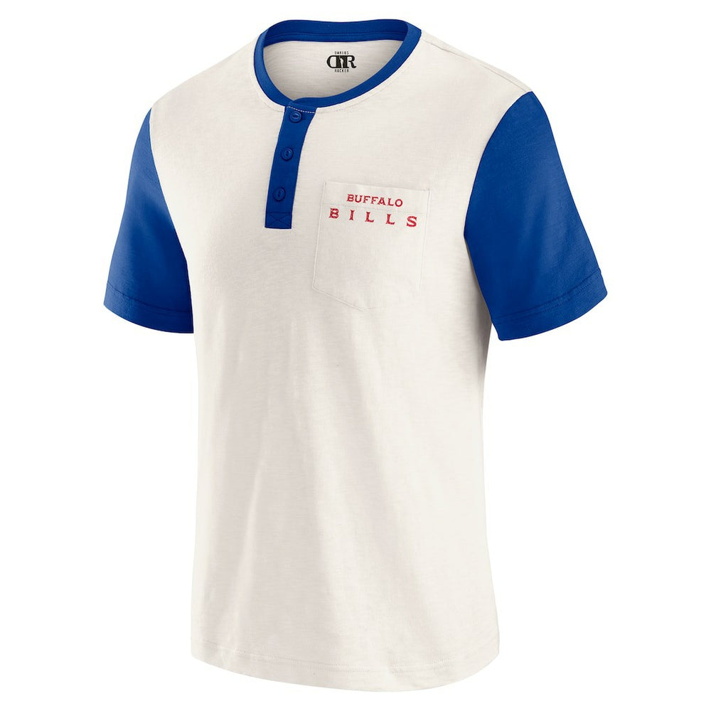 Buffalo Bills Darius Rucker Collection Henley Colorblock Slub Pocket T-Shirt - Cream T-shirts