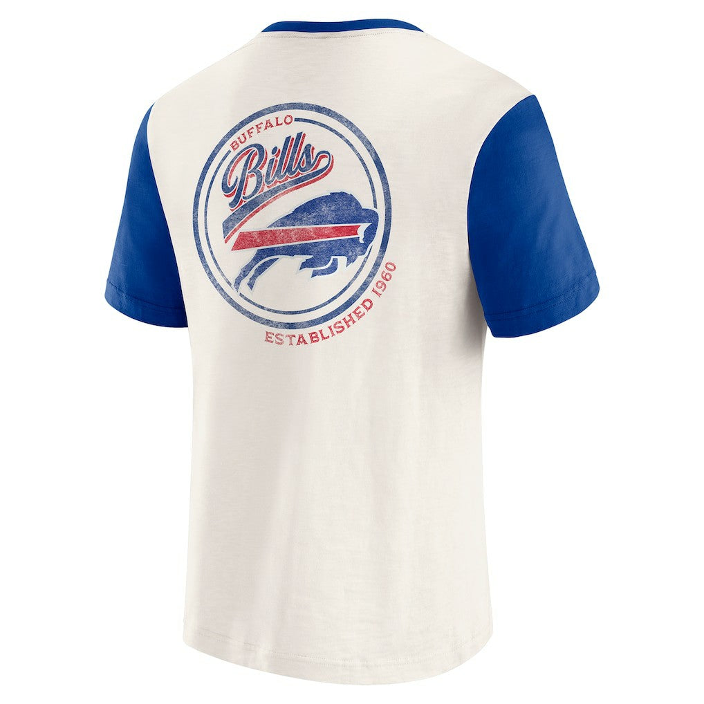 Buffalo Bills Darius Rucker Collection Henley Colorblock Slub Pocket T-Shirt - Cream T-shirts