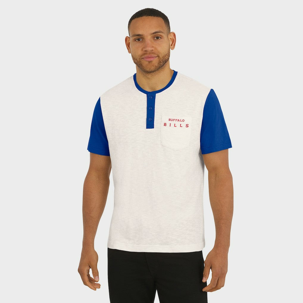 Buffalo Bills Darius Rucker Collection Henley Colorblock Slub Pocket T-Shirt - Cream T-shirts