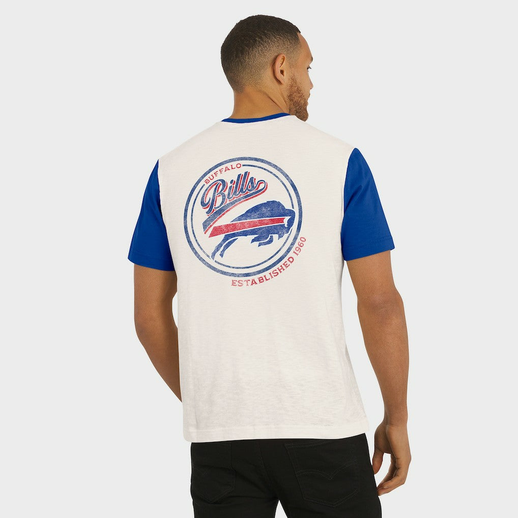 Buffalo Bills Darius Rucker Collection Henley Colorblock Slub Pocket T-Shirt - Cream T-shirts