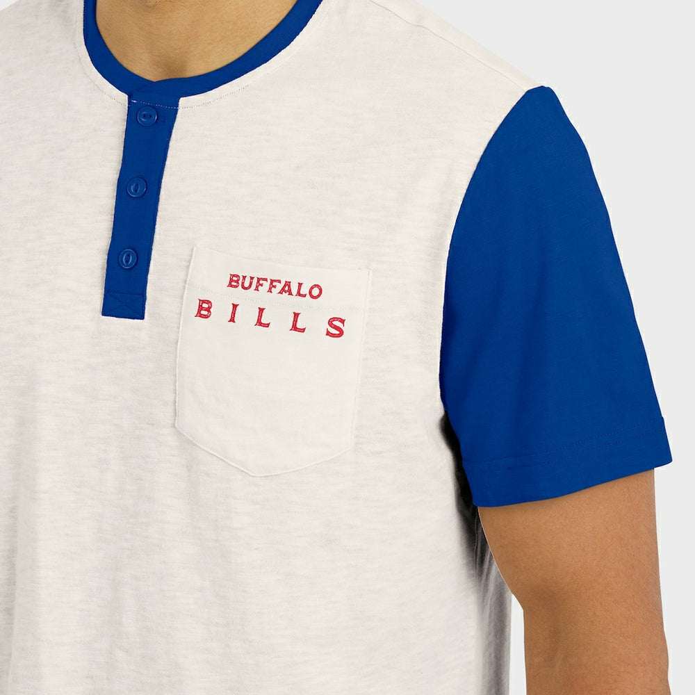 Buffalo Bills Darius Rucker Collection Henley Colorblock Slub Pocket T-Shirt - Cream T-shirts