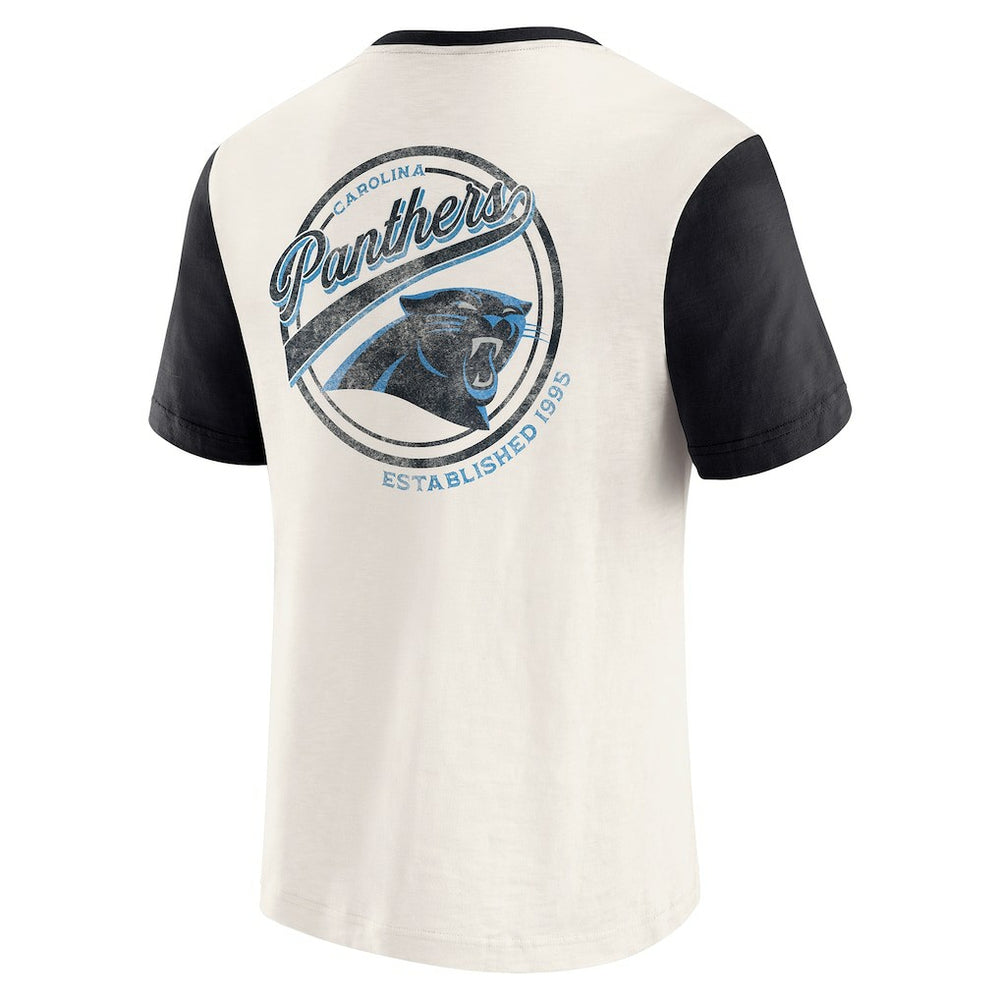 Carolina Panthers Darius Rucker Collection Henley Colorblock Slub Pocket T-Shirt - Cream T-shirts