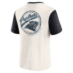 Carolina Panthers Darius Rucker Collection Henley Colorblock Slub Pocket T-Shirt - Cream T-shirts