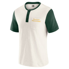 Green Bay Packers Darius Rucker Collection Henley Colorblock Slub Pocket T-Shirt - Cream T-shirts