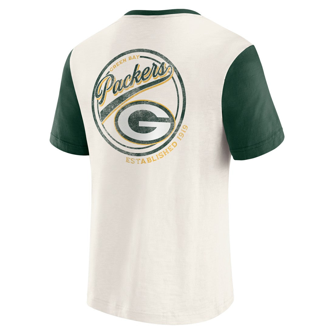 Green Bay Packers Darius Rucker Collection Henley Colorblock Slub Pocket T-Shirt - Cream T-shirts